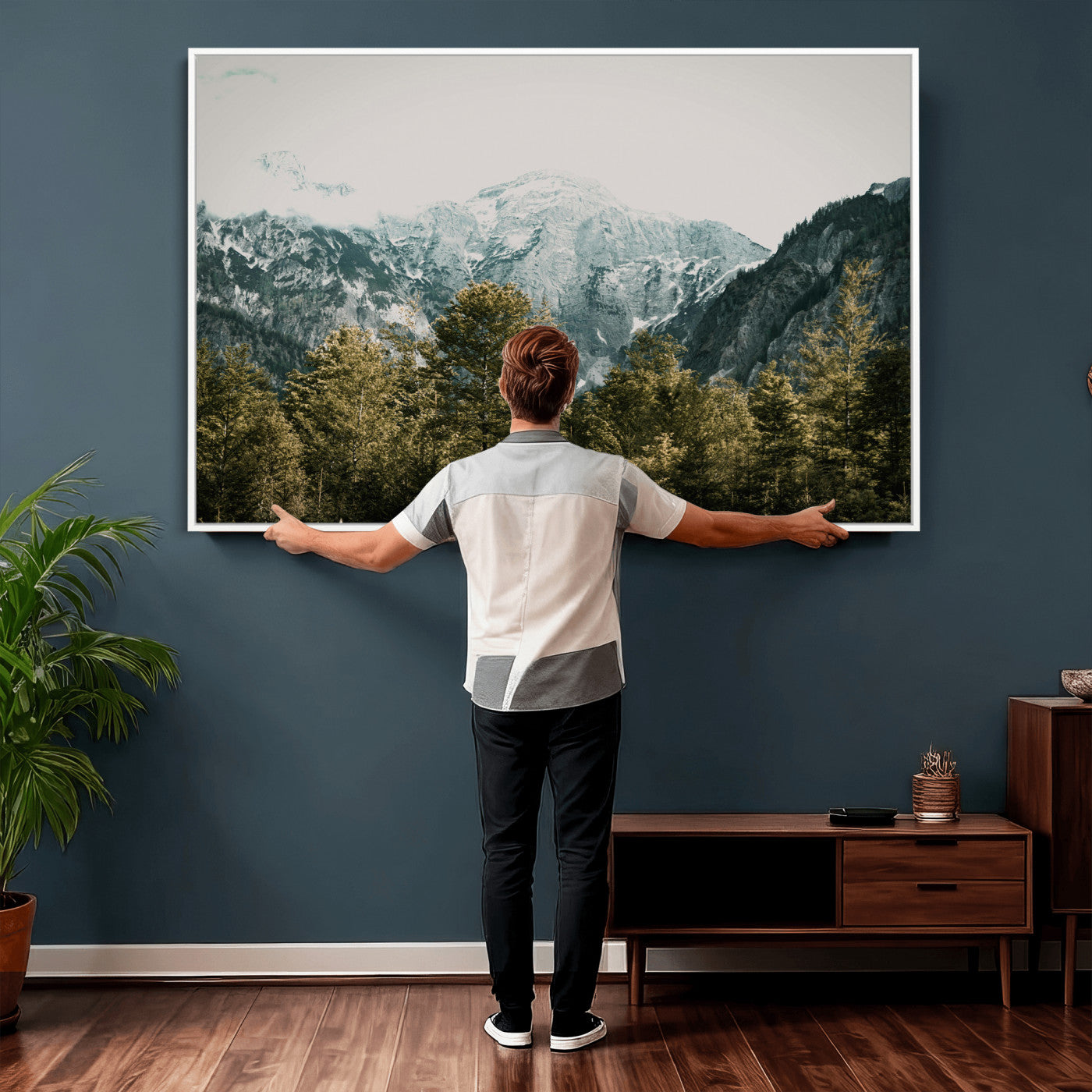 48479662-MGV-CV-36X24 - Mountain Forest Wall Art Canvas Print, Alpine Landscape Nature Photography, Moody Wilderness Wall Decor