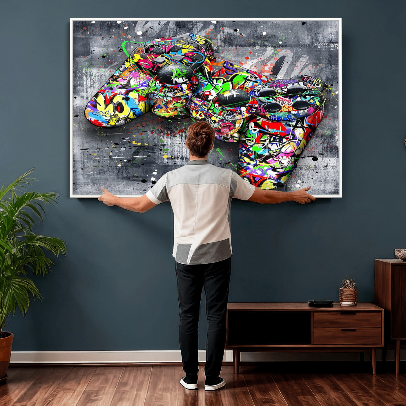 42929610-MGV-CV-36X24 - Graffiti Canvas Wall-Art For Bedroom - Gaming Wall Art For Teen Boys - Abstract Painting Pop Art Modern Home Wall Decor Ready to Hang