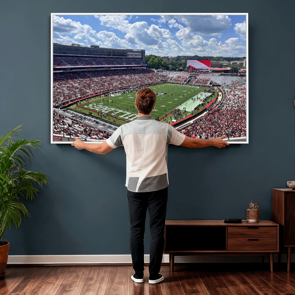 10665453-MGV-CV-36X24 - Georgia Bulldogs Stadium Wall Art Canvas Print, Sanford, Framed and Ready to Hang