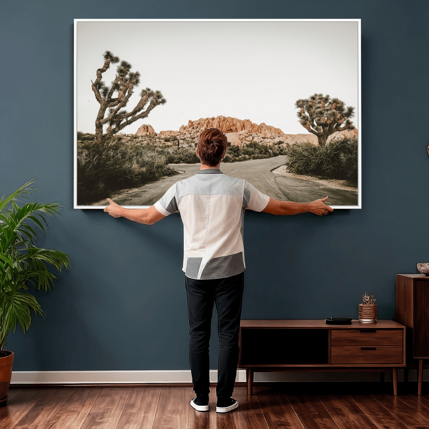 97248544-MGV-CV-36X24 - Joshua Tree Desert Wall Art Canvas Print, Minimal Southwestern Landscape Nature Wall Decor for Modern and Boho Interiors