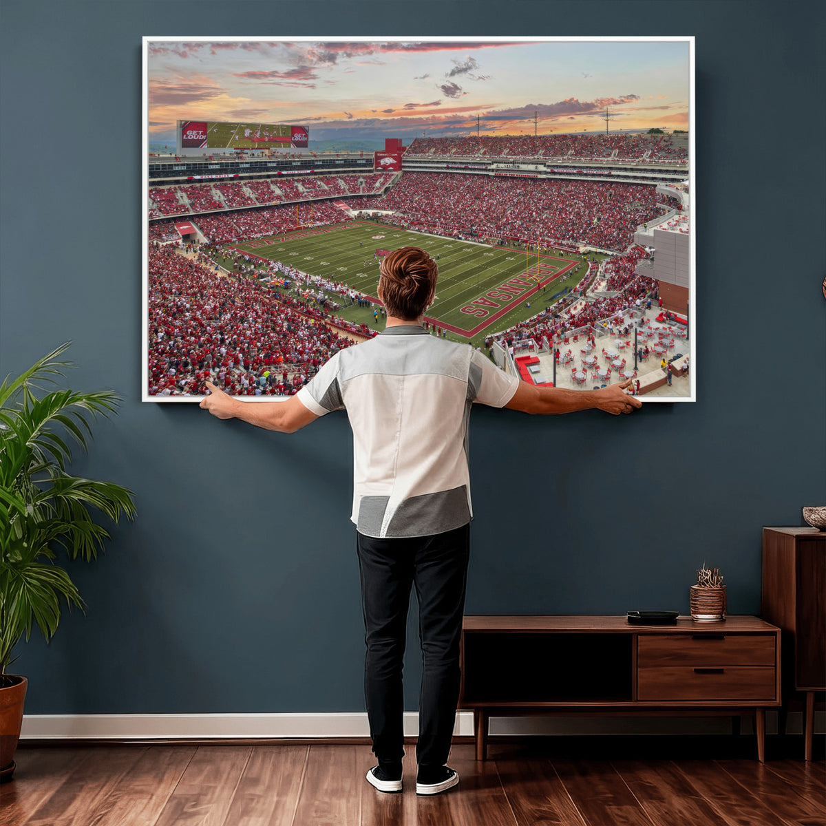 82233065-MGV-CV-36X24 - Donald W. Reynolds Razorback Stadium Wall Art Canvas Print – Arkansas Razorbacks Football Artwork for Home, Office, and Sports Room Decor