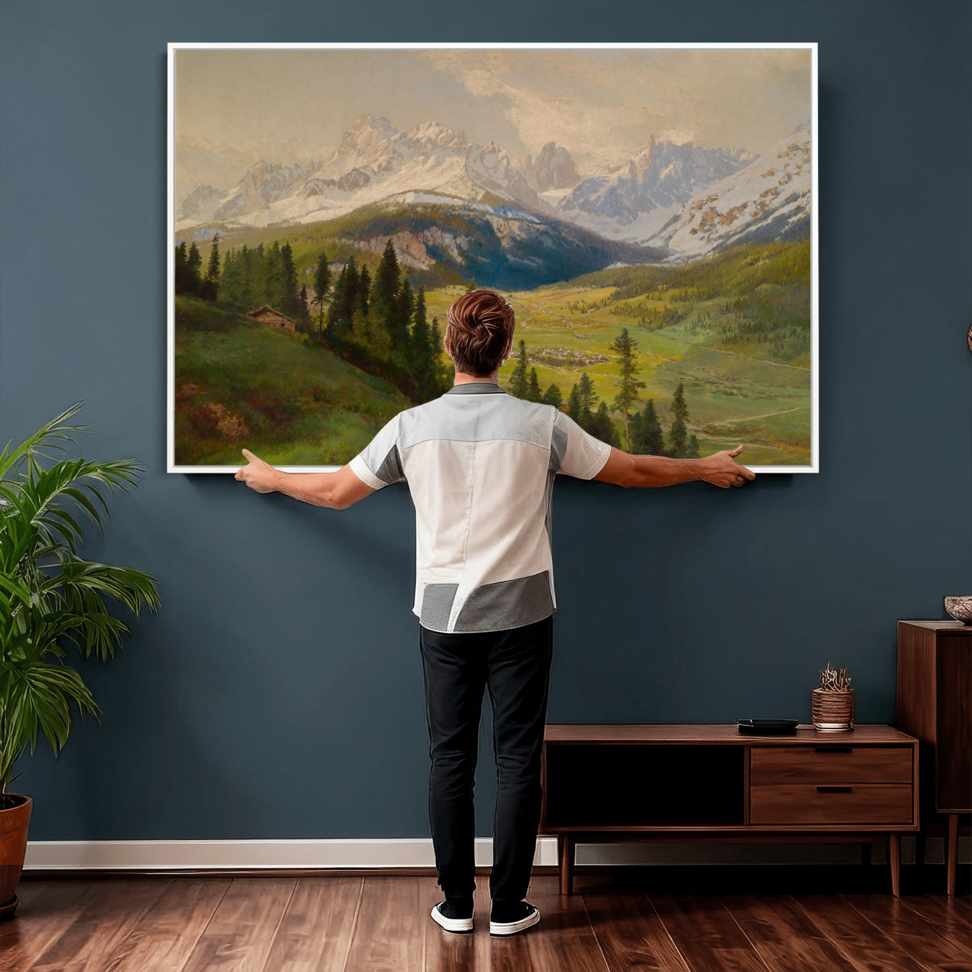 60864994-MGV-CV-36X24 - Konrad Petrides View From Mount Helm Wall Art Canvas Print - Watercolor Sexten and the Sextener Sonnenuhr Art Canvas Print