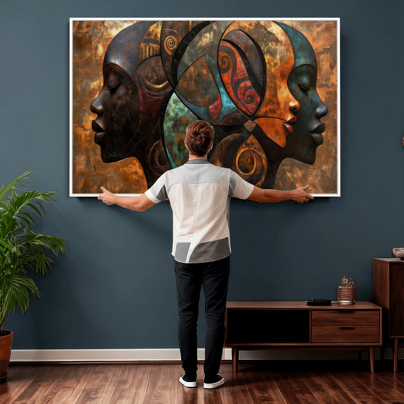 81517886-MGV-CV-36X24 - Abstract Afro American Women Wall Art Canvas Print