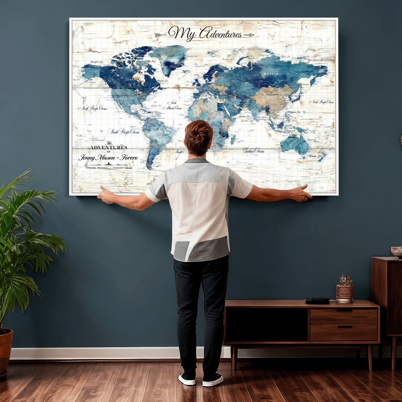 18761277-MGV-CV-36X24 - Watercolor World Map Canvas Wall Art Print – Abstract Colorful Travel Wall Decor