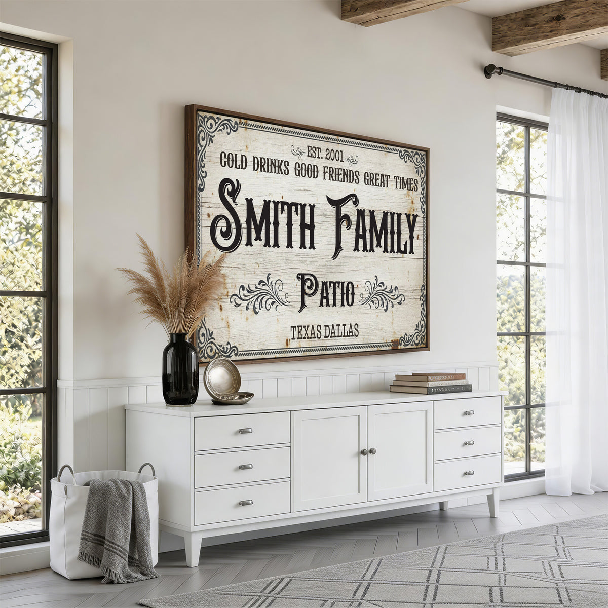 82858529-MGV-CV-36X24 - Custom Family Patio Sign Wall Art Canvas Print, Personalized Rustic Backyard Decor