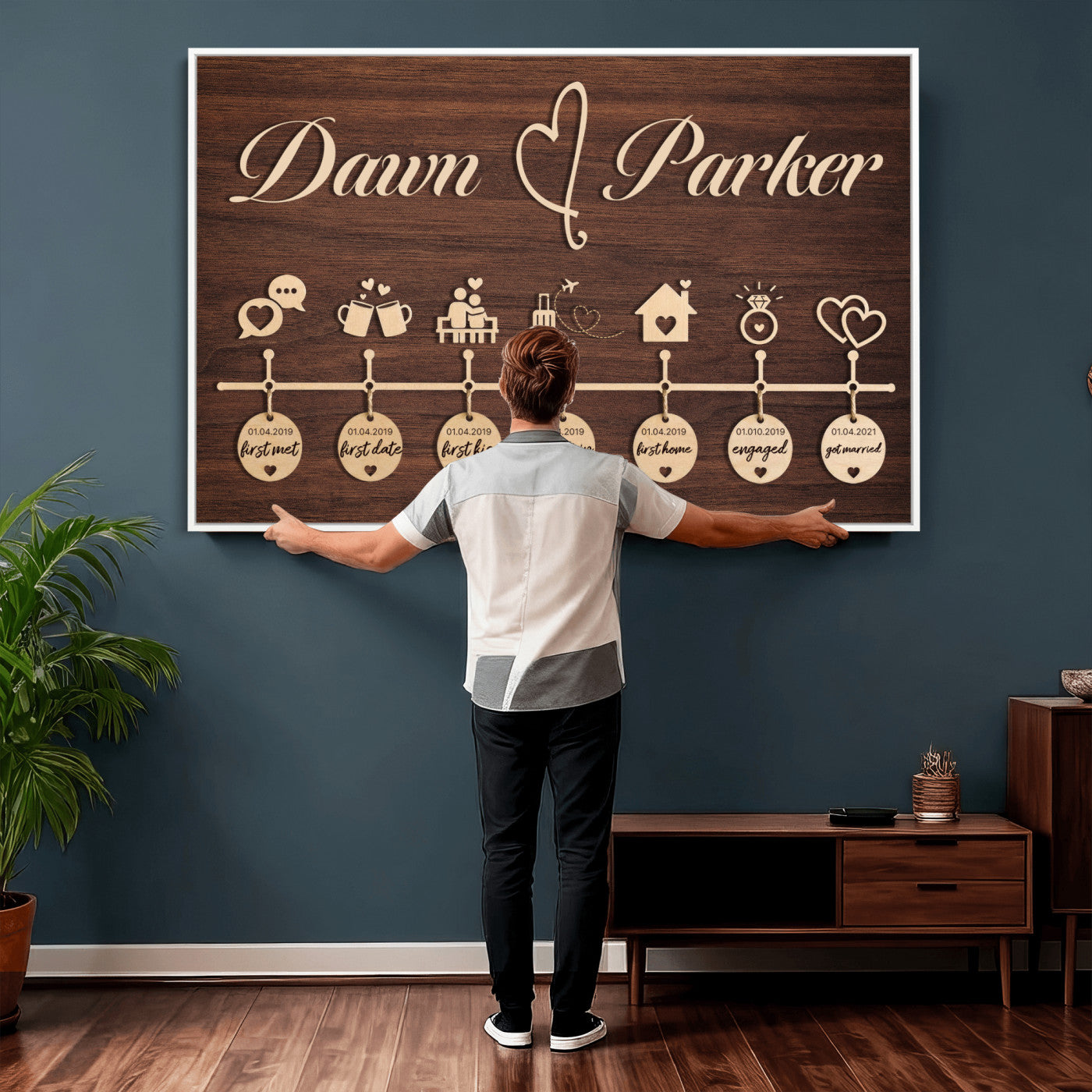 17885538-MGV-CV-36X24 - Wedding Guest Book Alternative Wall Art Canvas Print, Personalized Wedding Signature Poster, Custom Couple Photo Guestbook Canvas
