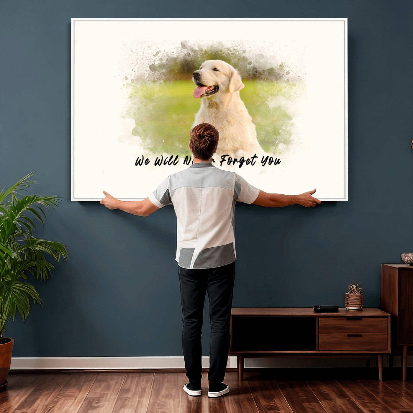 78367466-MGV-CV-36X24 - Watercolor Pet Memorial Wall Art Canvas Print, Custom Dog Memorial Portrait, Personalized Angel Pet Loss Gift, Angel Wings Puppy Print