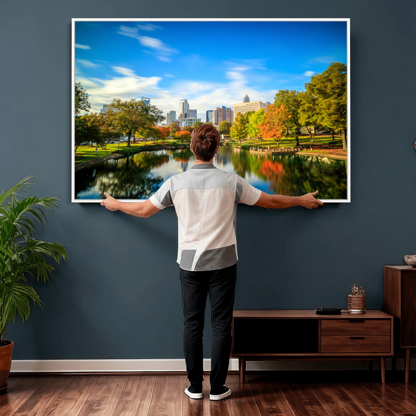 83254720-MGV-CV-36X24 - Charlotte Skyline Canvas Wall Art Print – North Carolina Cityscape Photography Print