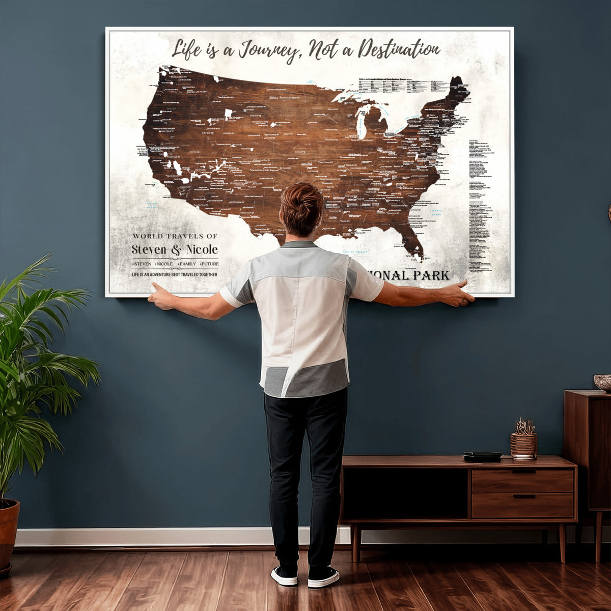 24049800-MGV-CV-36X24 - Personalized USA National Park Push Pin Travel Map Canvas Print