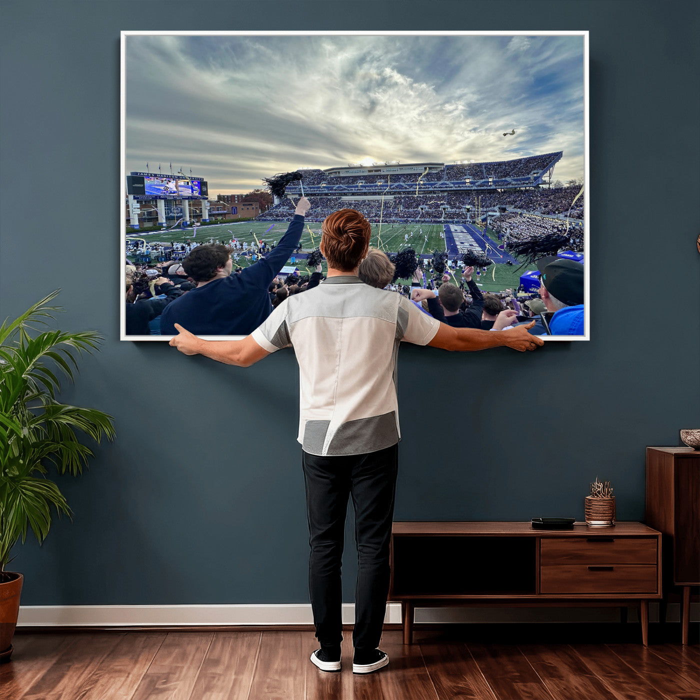 400867JMU-MGV-CV-36X24 - JMU Stadium Wall Art Canvas Print for Game Room Decor - James Madison University Stadium