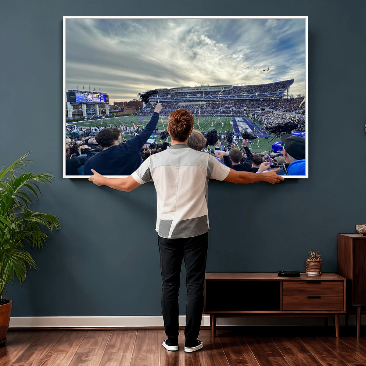 400867JMU-MGV-CV-36X24 - JMU Stadium Wall Art Canvas Print for Game Room Decor - James Madison University Stadium
