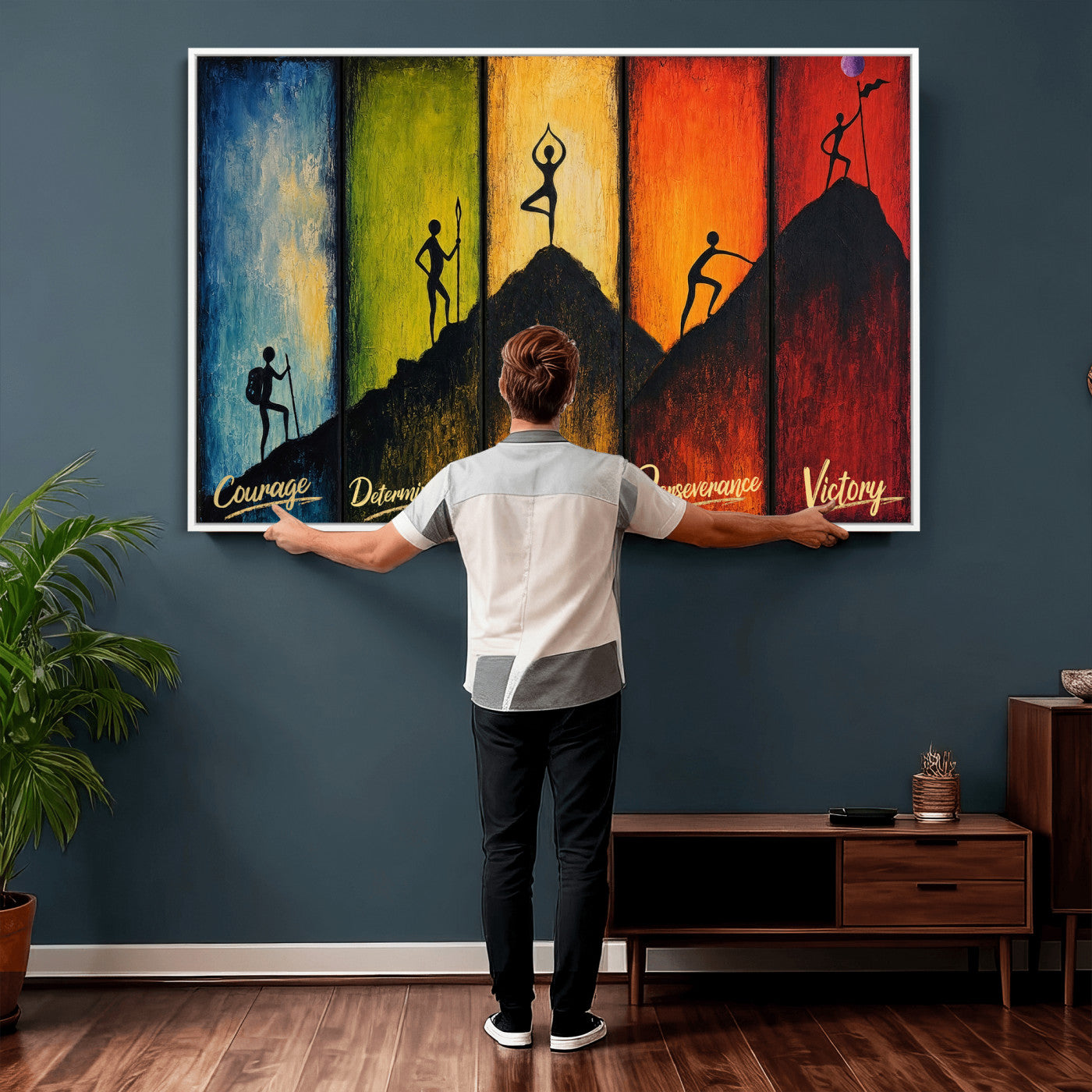 59418630-MGV-CV-36X24 - Success Journey Courage to Victory Wall Art Canvas Print - Motivational Office Decor
