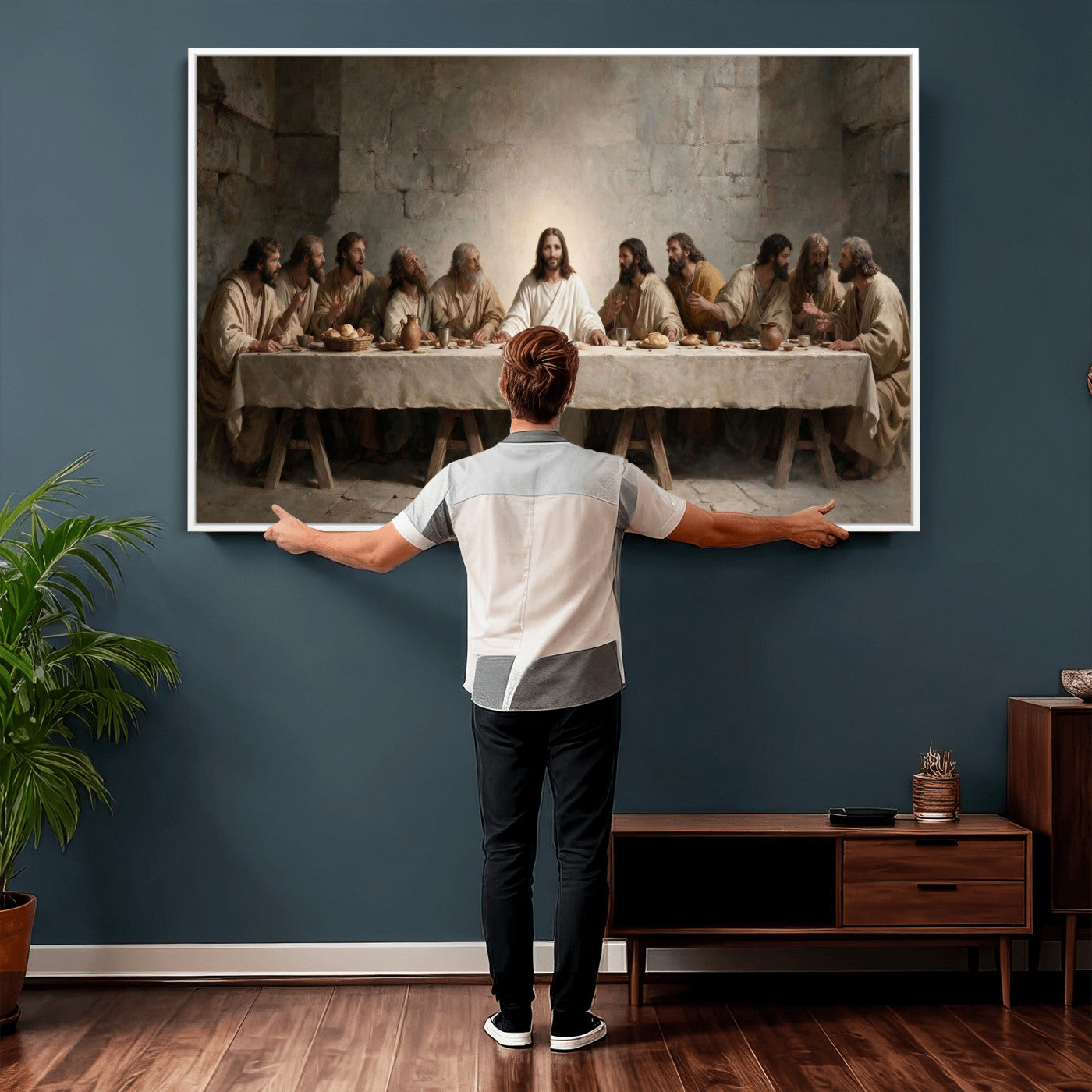 69633087-MGV-CV-36X24 - The Last Supper of Jesus Christ Wall Art Canvas Print - Classical Christian Faith Home Decor