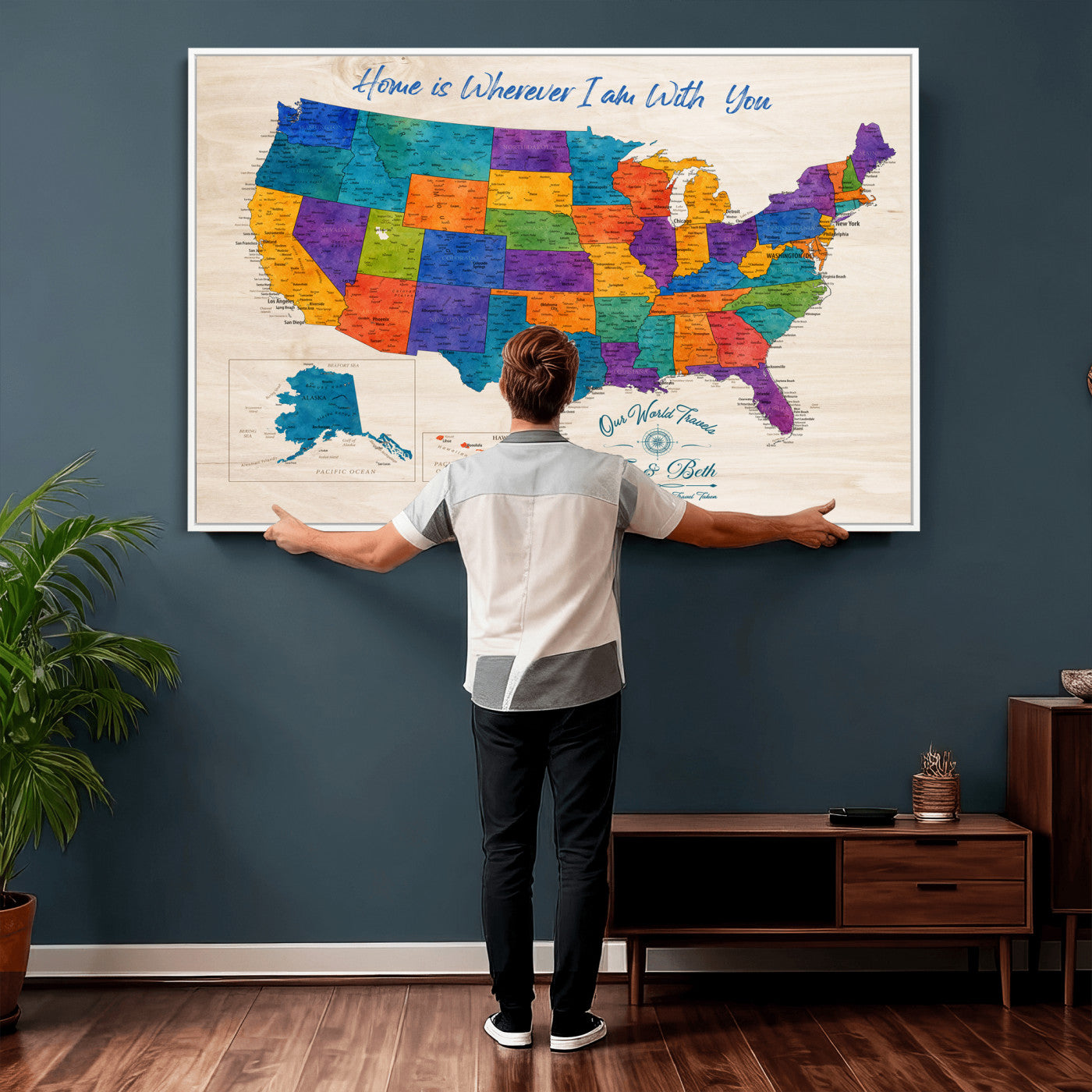 588510355-MGV-CV-36X24 - Personalized USA Push Pin Travel Map – Custom United States Map Wall Art