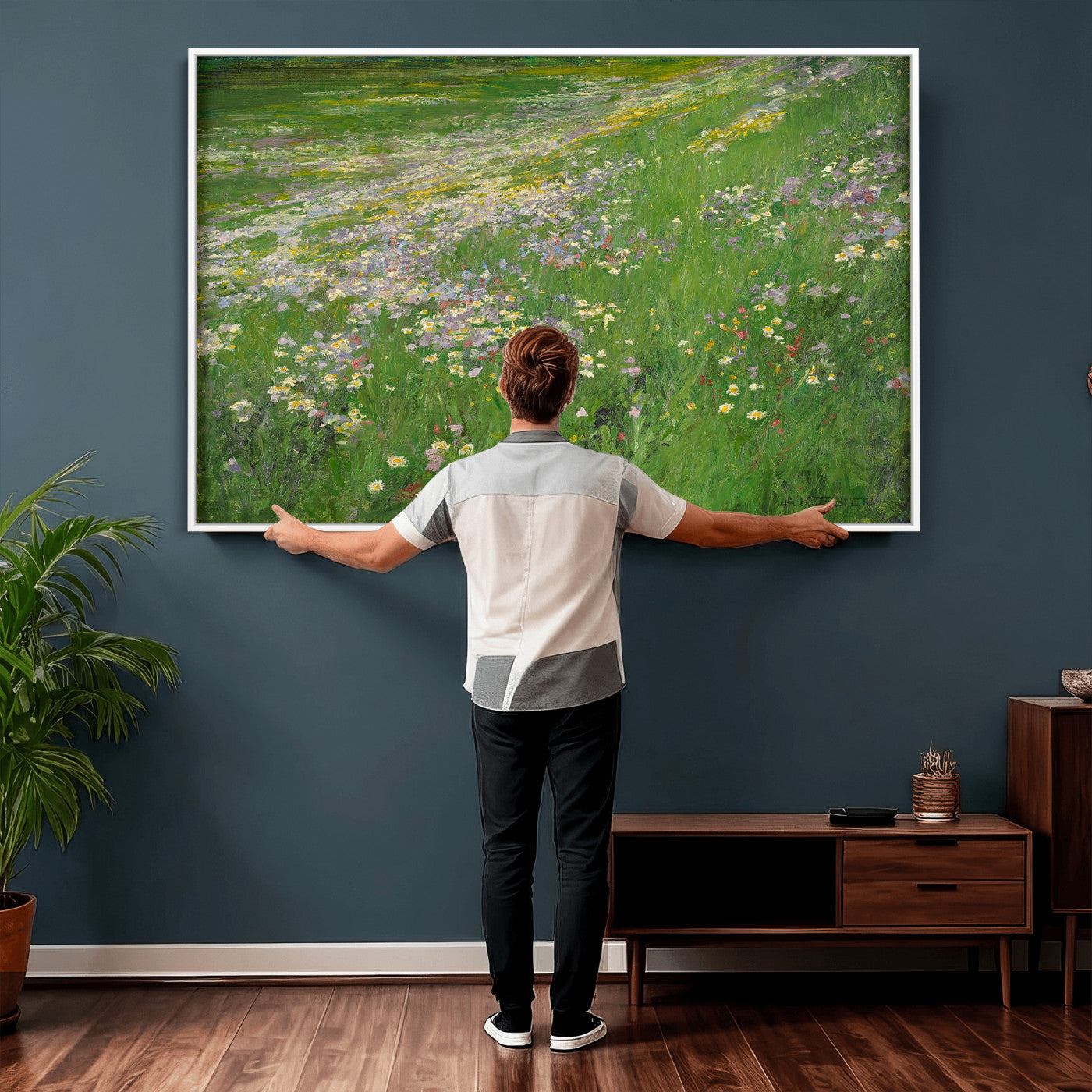 63535040-MGV-CV-36X24 - Alexander Koester Flower Meadow Canvas Wall Art, Vintage Landscape Print
