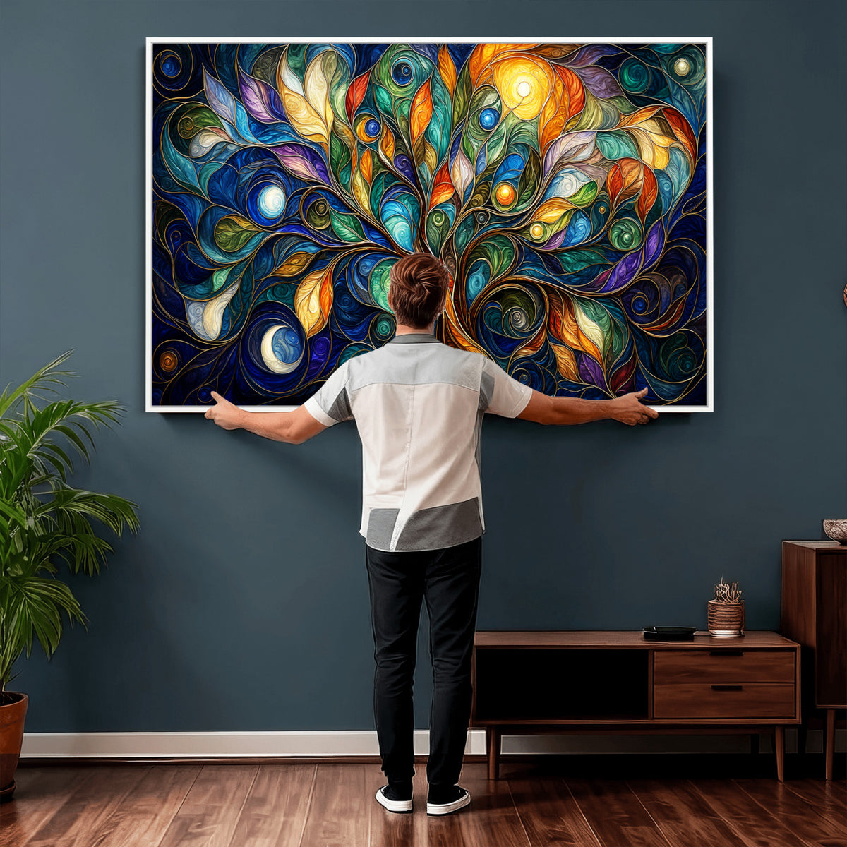 60127105-MGV-CV-36X24 - Psychedelic Tree Of Life Wall Art - Vibrant Swirl Cosmic Nature Decor