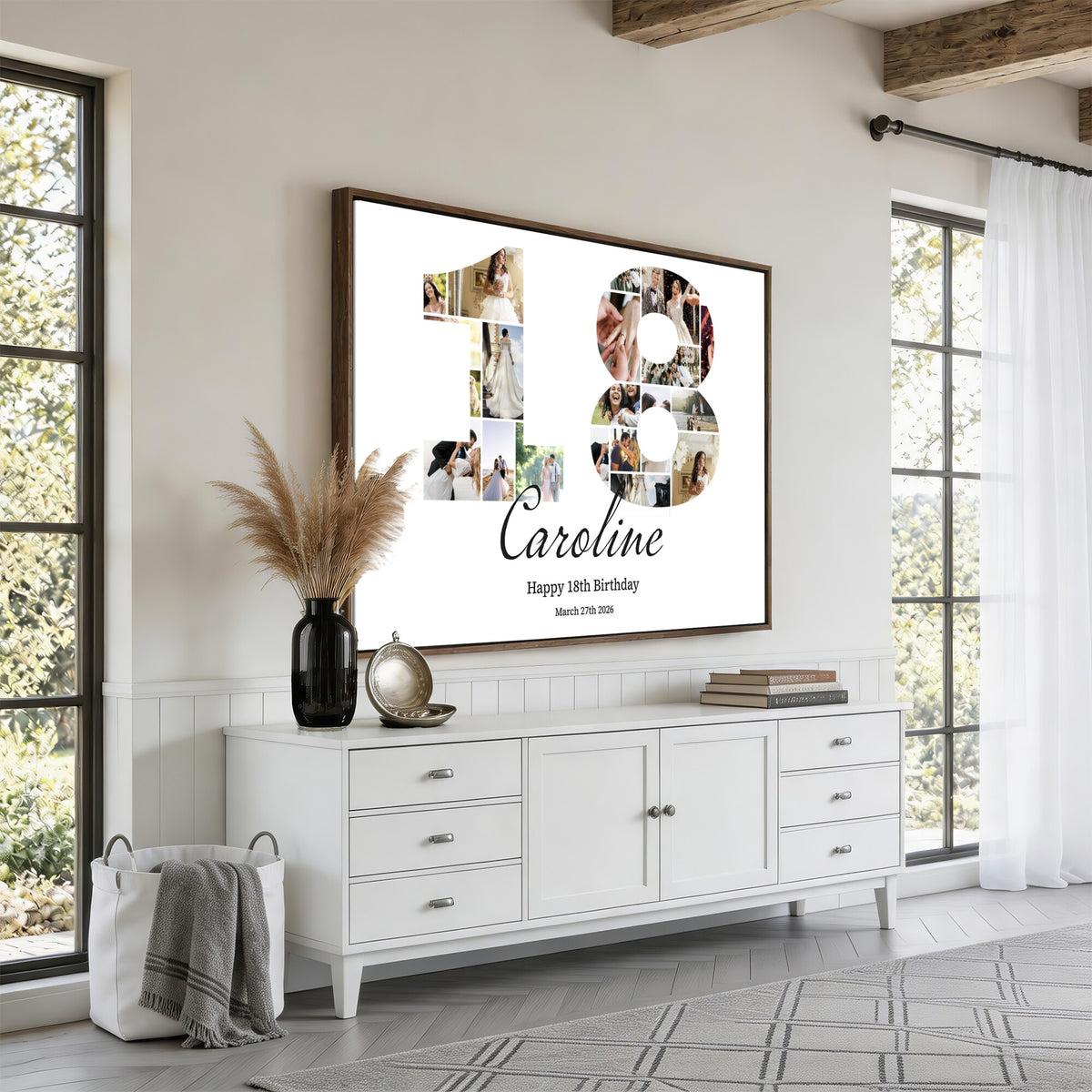 CSTM914DD-MGV-CV-36X24 - Number Photo Mosaic Canvas Print – Personalized Birthday Number Made of Your Photos