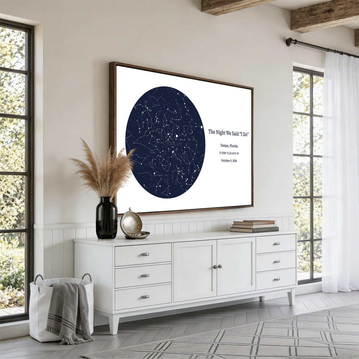 CSTM914STR-MGV-CV-36X24 - Custom Star Map Canvas Print – Personalized Night Sky Wall Art by Date and Location