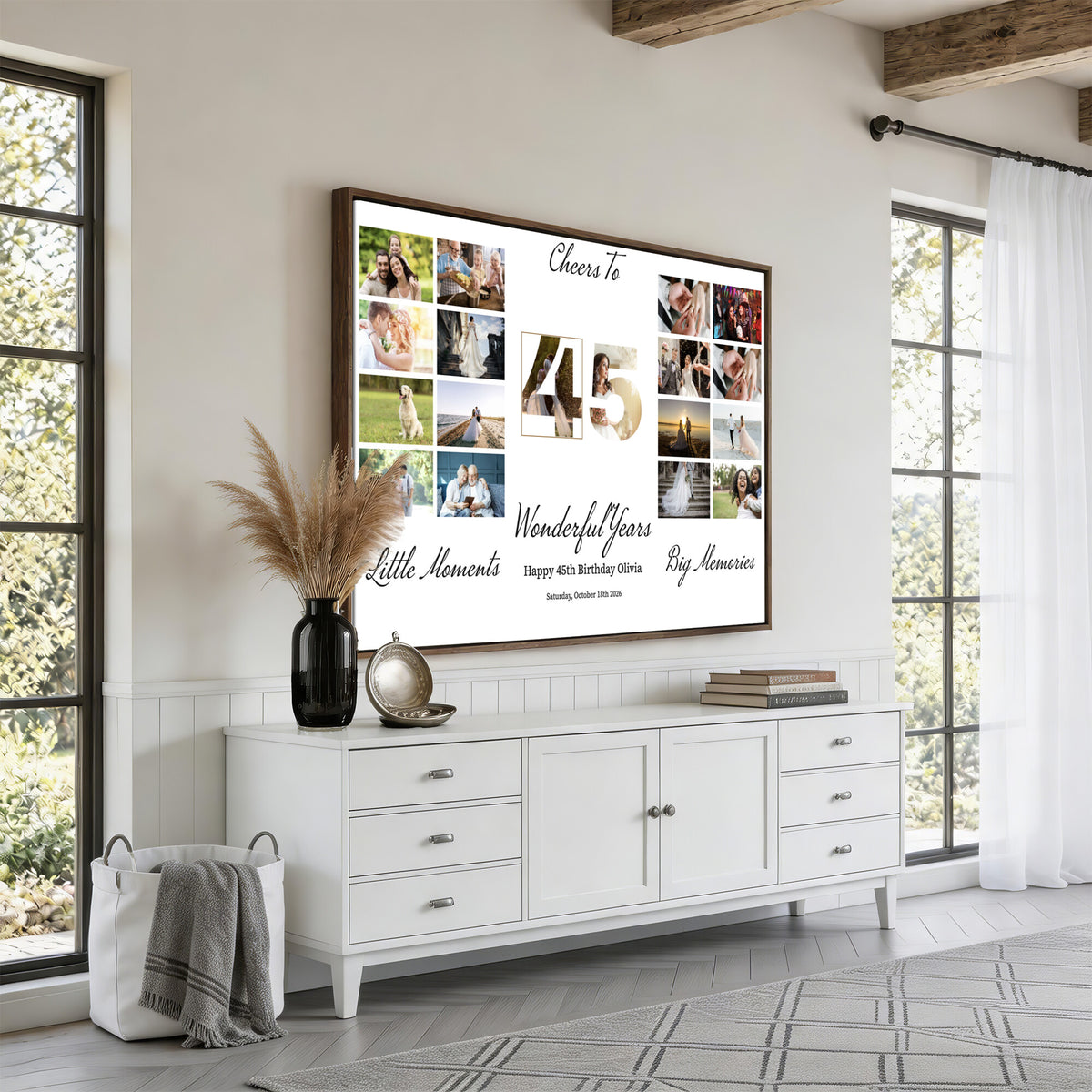 CSTM914CLJ-MGV-CV-36X24 - Moments and Memories Canvas Print – Personalized Birthday Photo Grid Wall Art