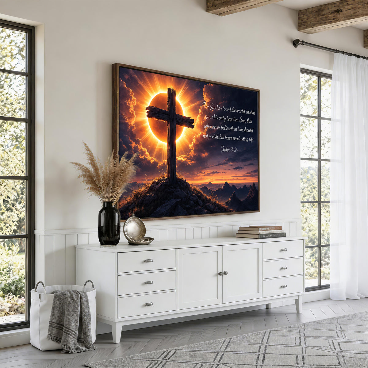 Custom Bible Verse Cross Canvas, Personalized Christian Wall Art