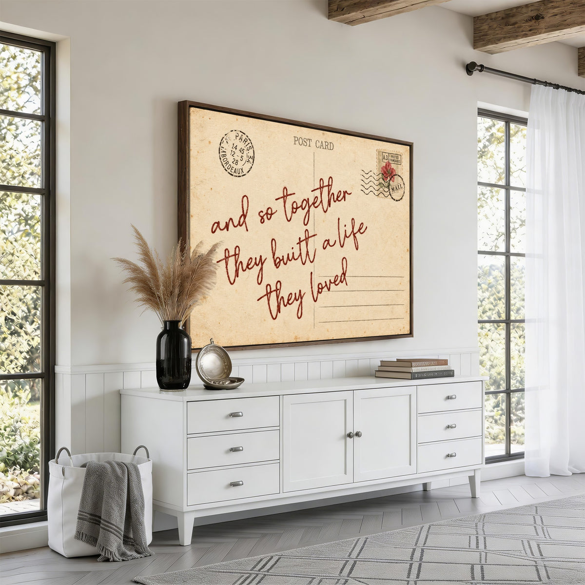 Personalized vintage postcard canvas with custom love note, view 19