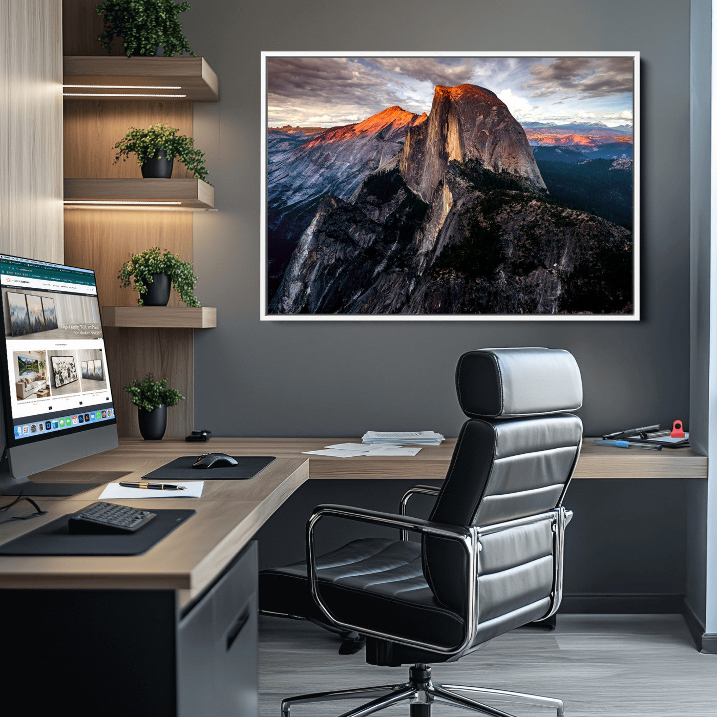 20714-MGV-CV-36X24-Half Dome Wall Art Print - Yosemite Majestic Triptych Landscape Print – National Park Nature Decor for Living Room or Office – Ready to Hang