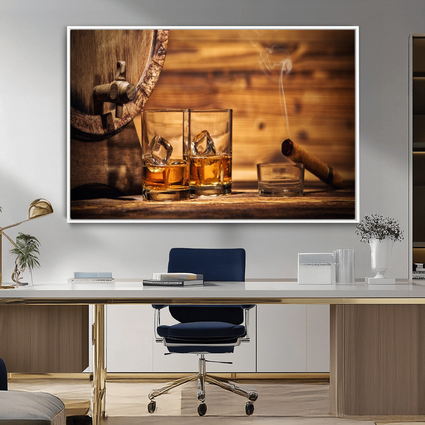 MGV-FC-36X24 - Rustic Whiskey and Barrel Canvas Print