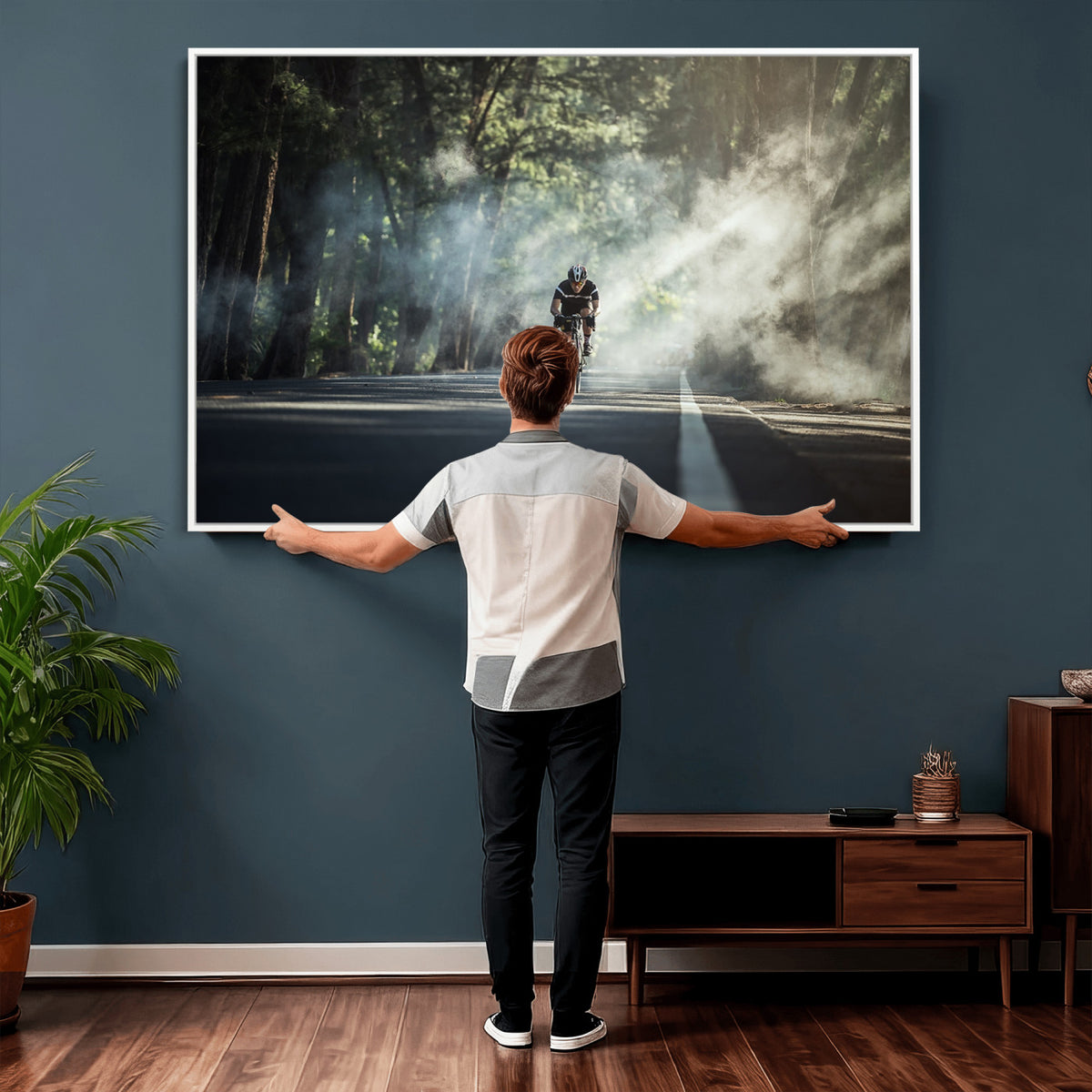60298-MGV-CV-36X24 - Cycling Road Bike in the Morning, Cycling Road Bike Canvas Print