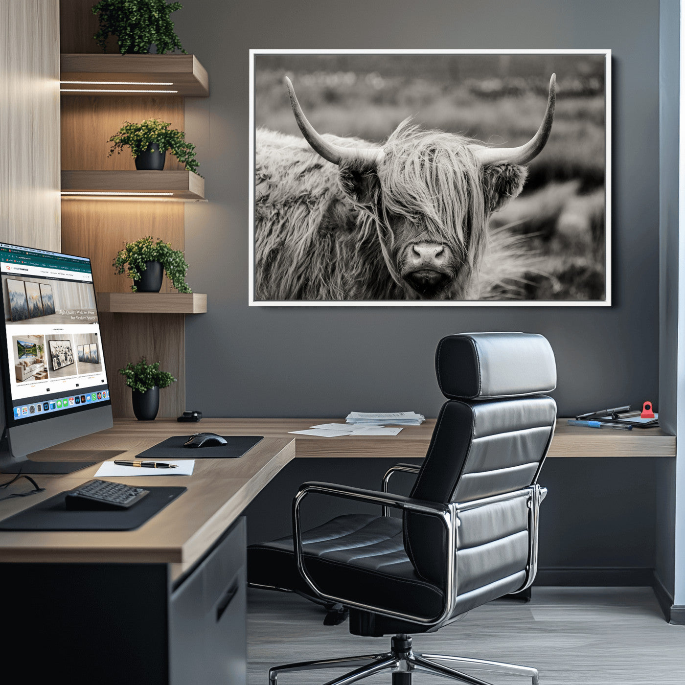 67365-MGV-CV-36X24-Cow Focus Canvas Wall Art Print