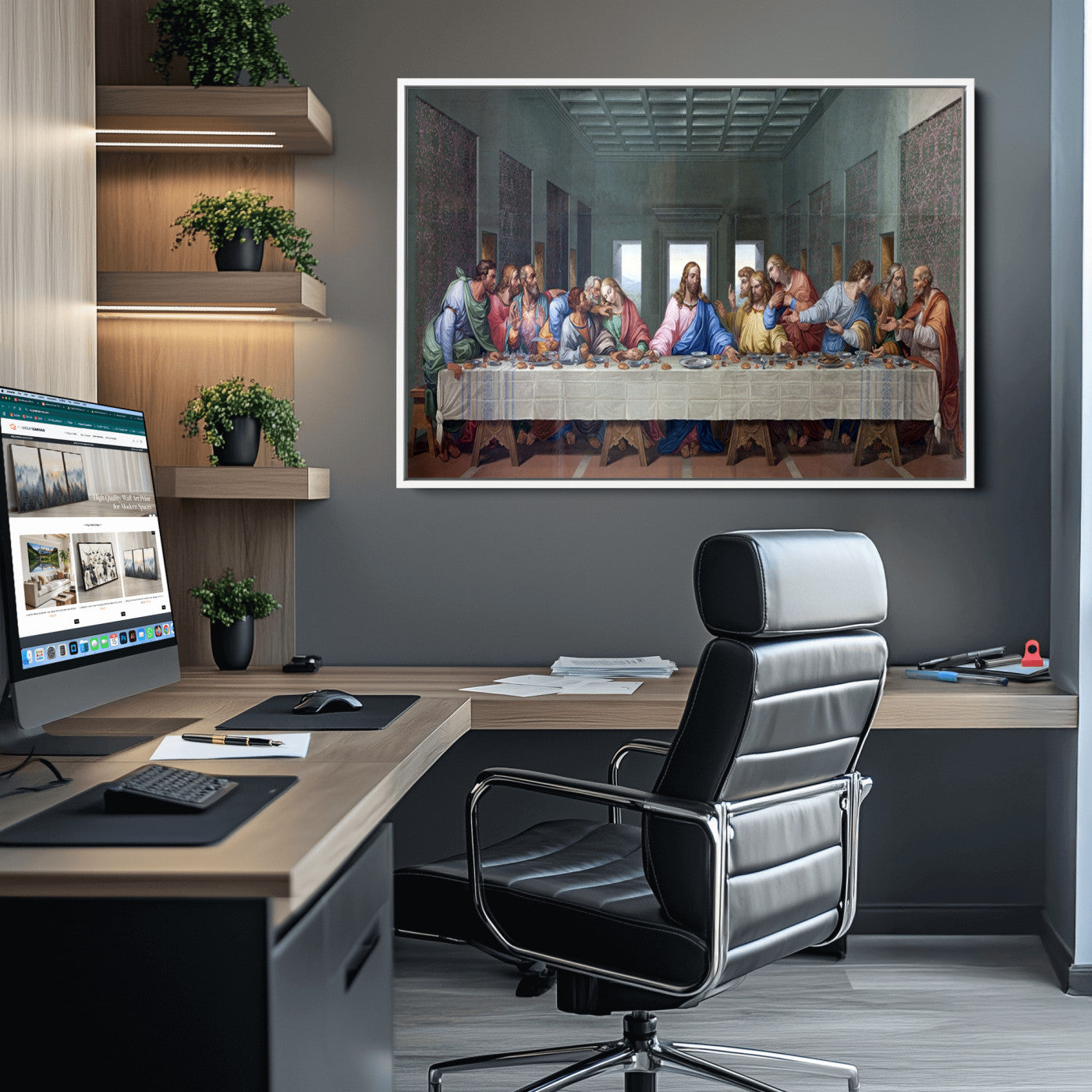 30401-MGV-FC-36X24_White-The Last Supper Multi Panel Canvas Wall Art