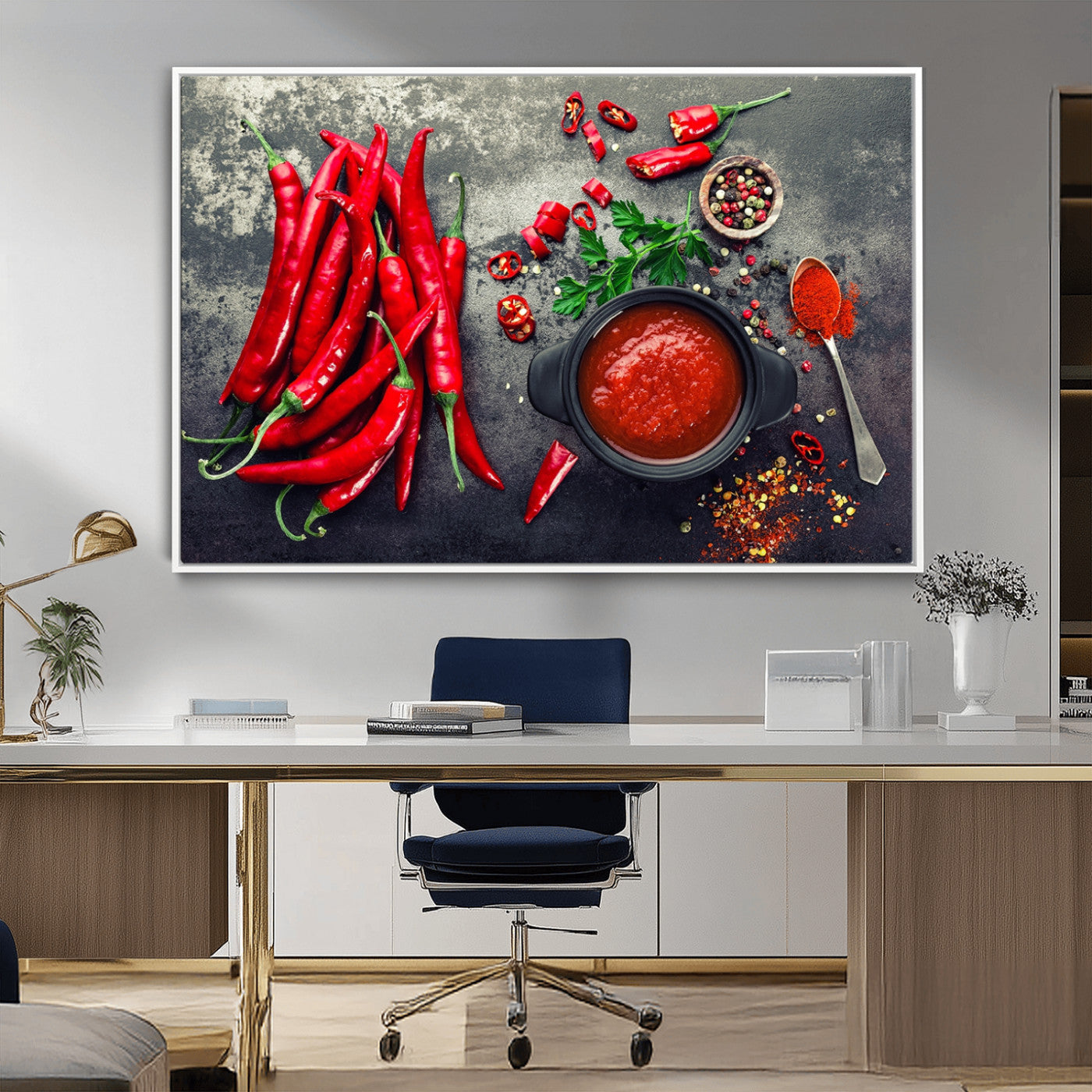 MGV-FC-36X24 - Red Pepper Kitchen and Restaurant Wall Wall Art, Red Pepper Kitchen Wall Decor Canvas Print