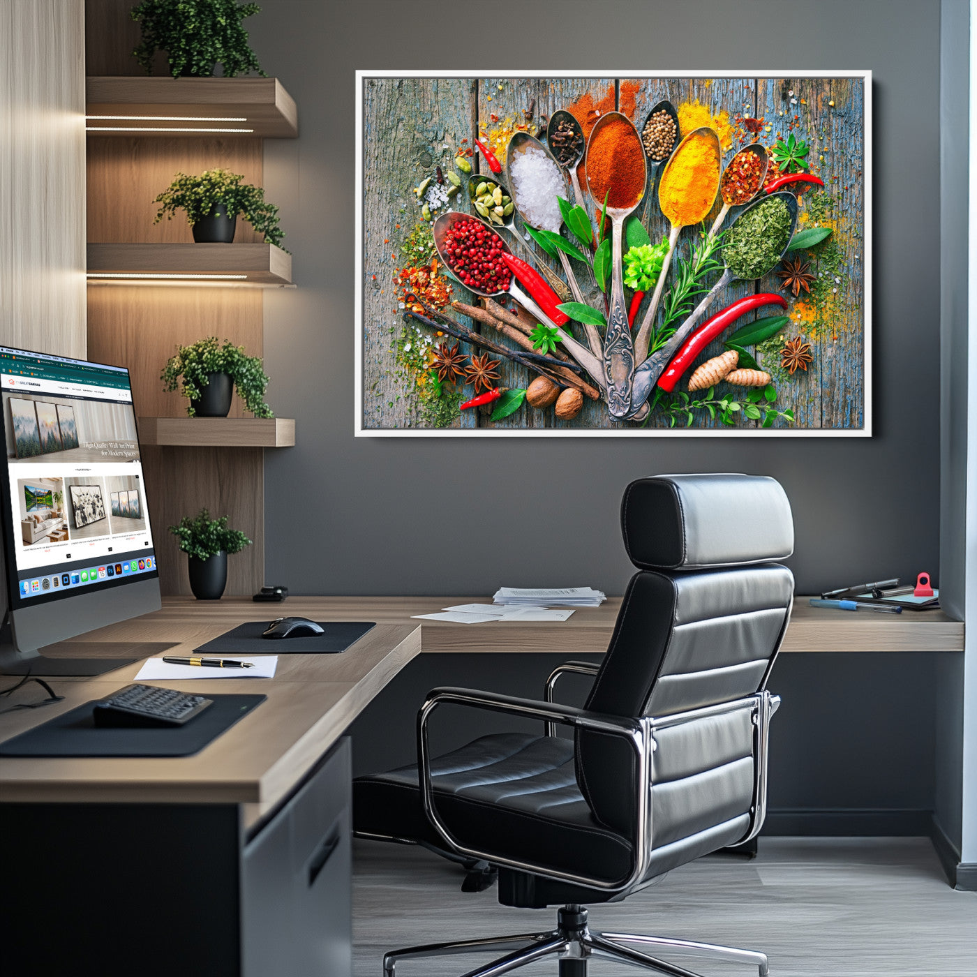 20619-MGV-CV-36X24-Spoonful of Spices Cooking Wall Art Canvas Print - Vibrant Kitchen Decor Triptych – Culinary Art Print for Dining Room or Kitchen – Ready to