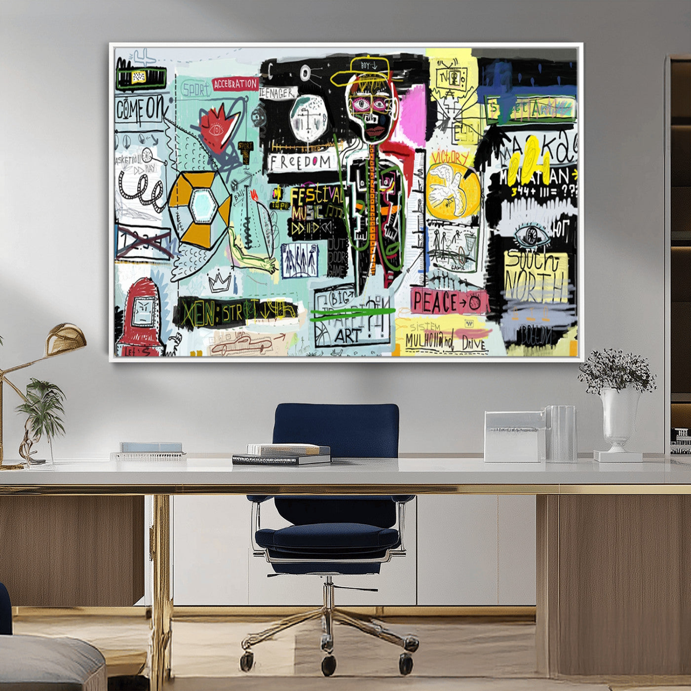 MGV-FC-36X24 - Abstract Graffiti Canvas Street Art-Inspired Graffiti Triptych Canvas – Modern Abstract Wall Art for