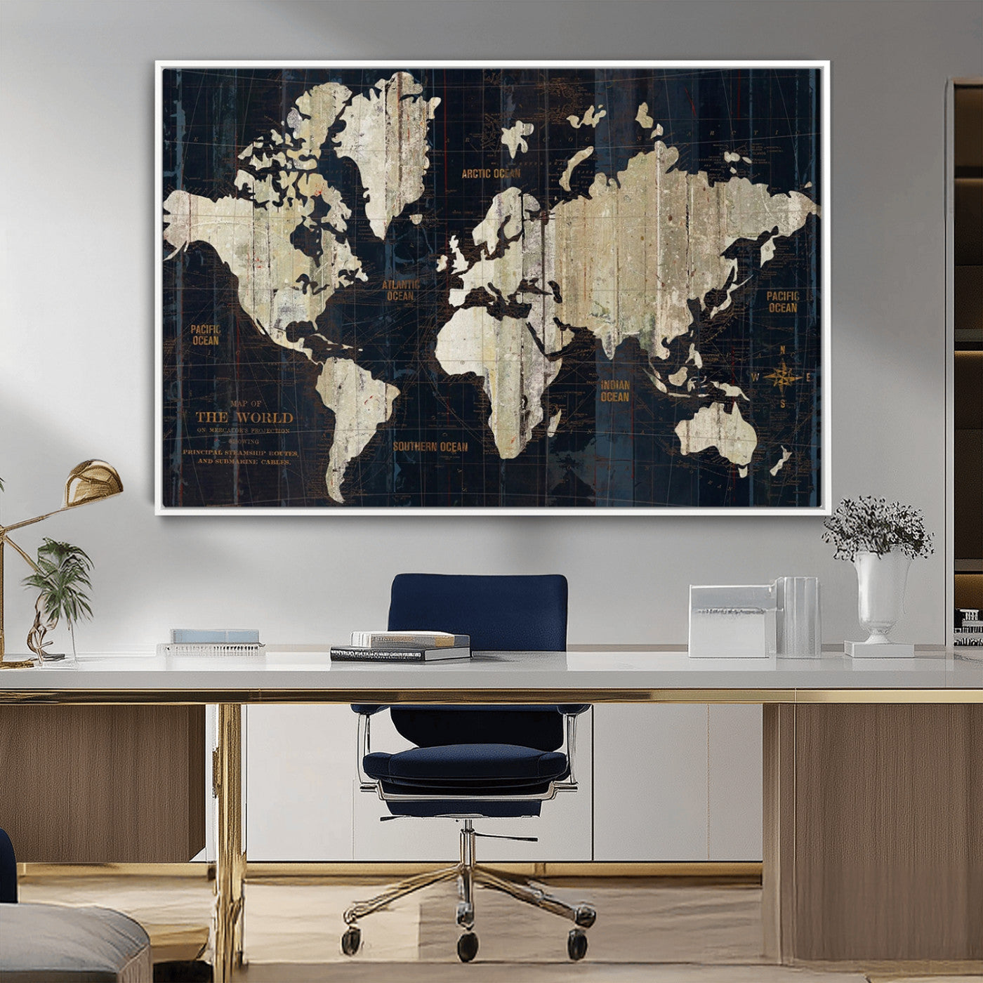 MGV-FC-36X24 - Push Pin World Map Canvas Print – Framed Wall Art for Couples to Track Their Travels – Anniversary