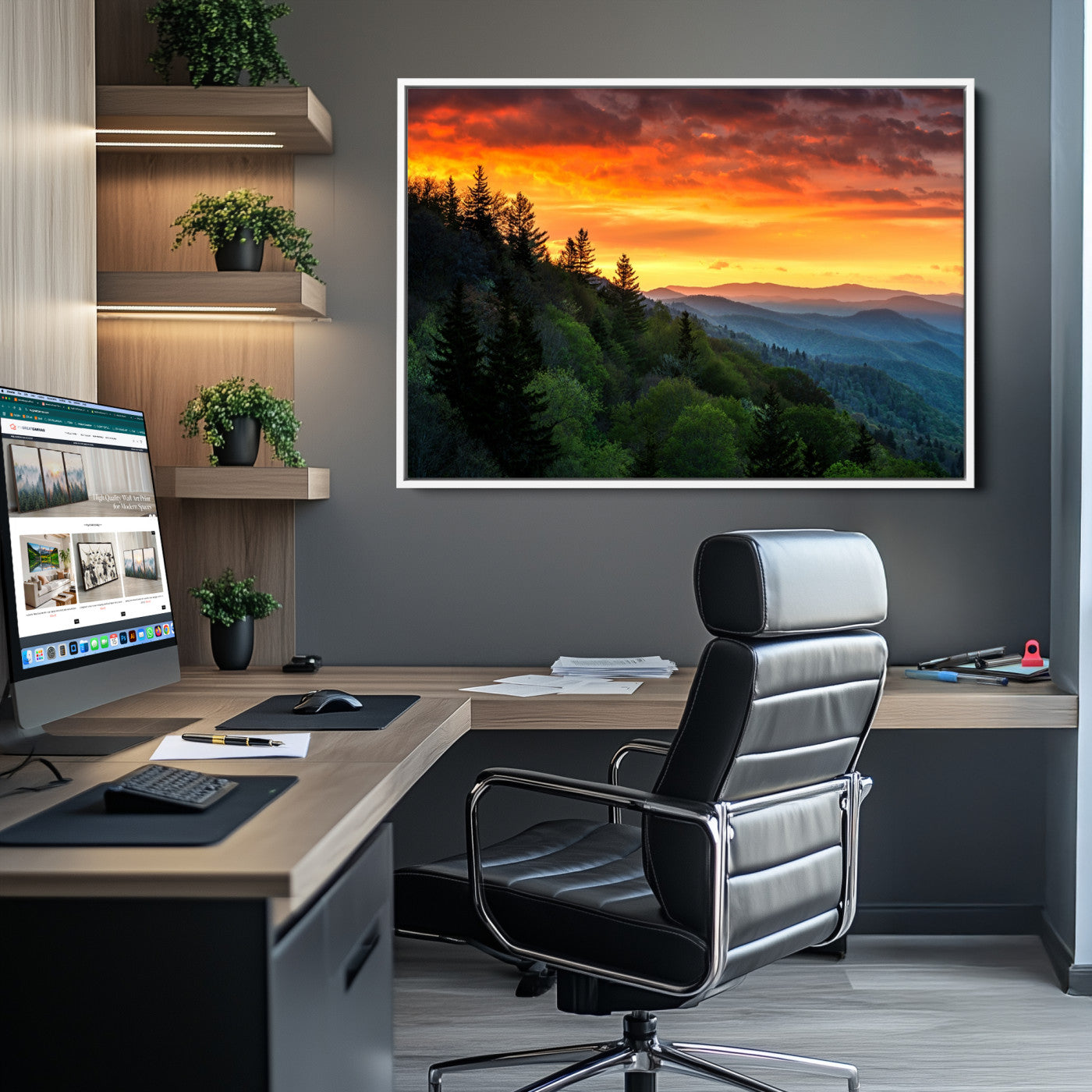 28501-MGV-CV-36X24-Forest Landscape Wall Art Sunset Canvas, Forest Sunset Canvas Print