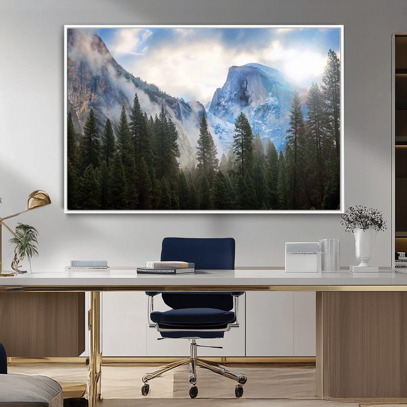 44943-MGV-FC-36X24_White-Half Dome Yosemite Calinia Wall Art Canvas Print El Capitan