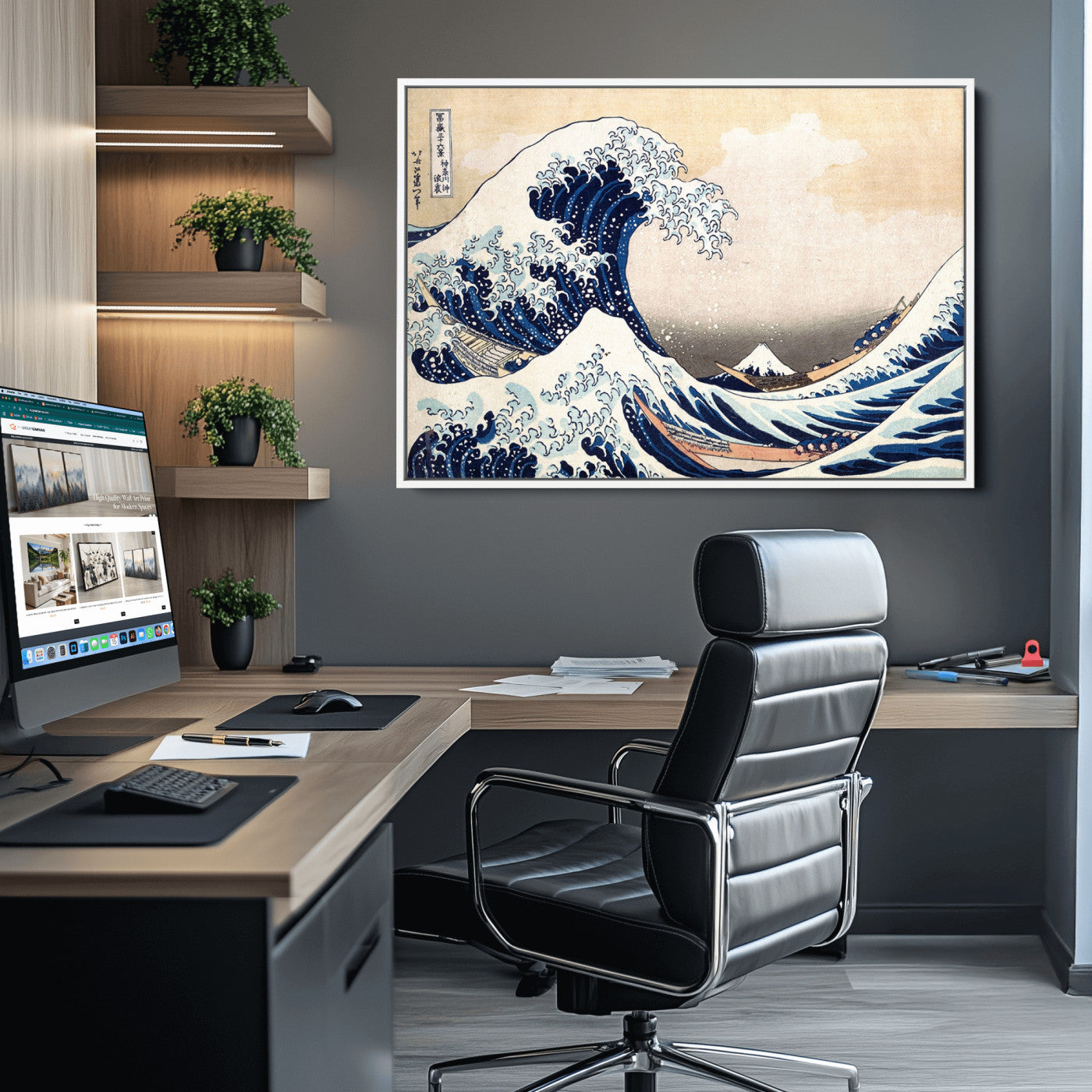 35635-MGV-CV-36X24-Wall Art Kanagawa Canvas Artwork Abstract Print