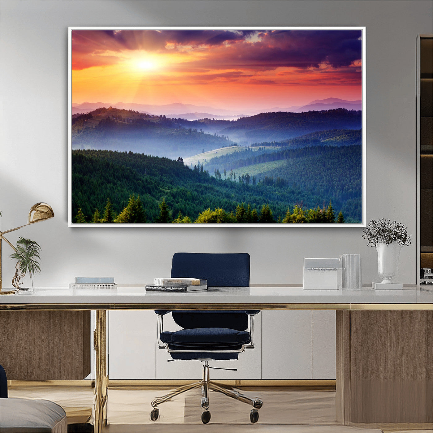 MGV-FC-36X24 - Mountain and Sunset Wall Art Canvas Print