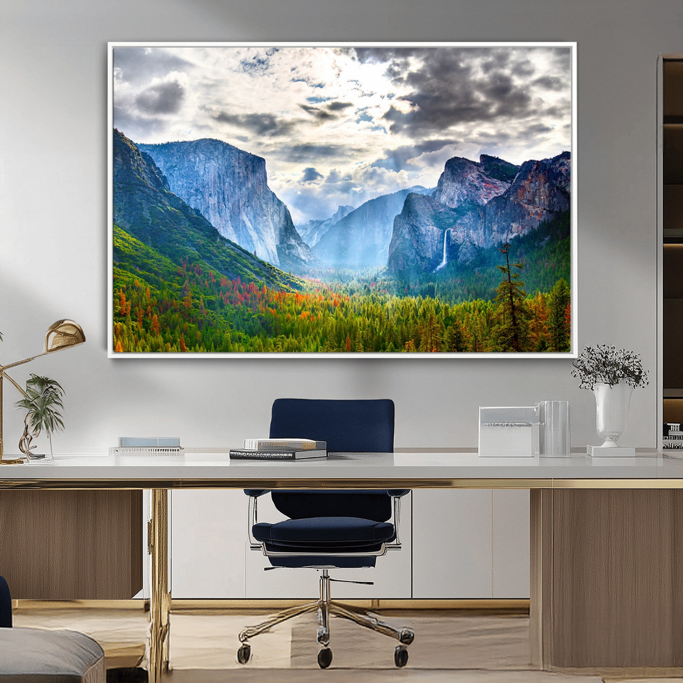 MGV-FC-36X24 - Yosemite Park Half Dome 3 Panel Canvas Print | Large Giclée Landscape Wall Art for Living Room,