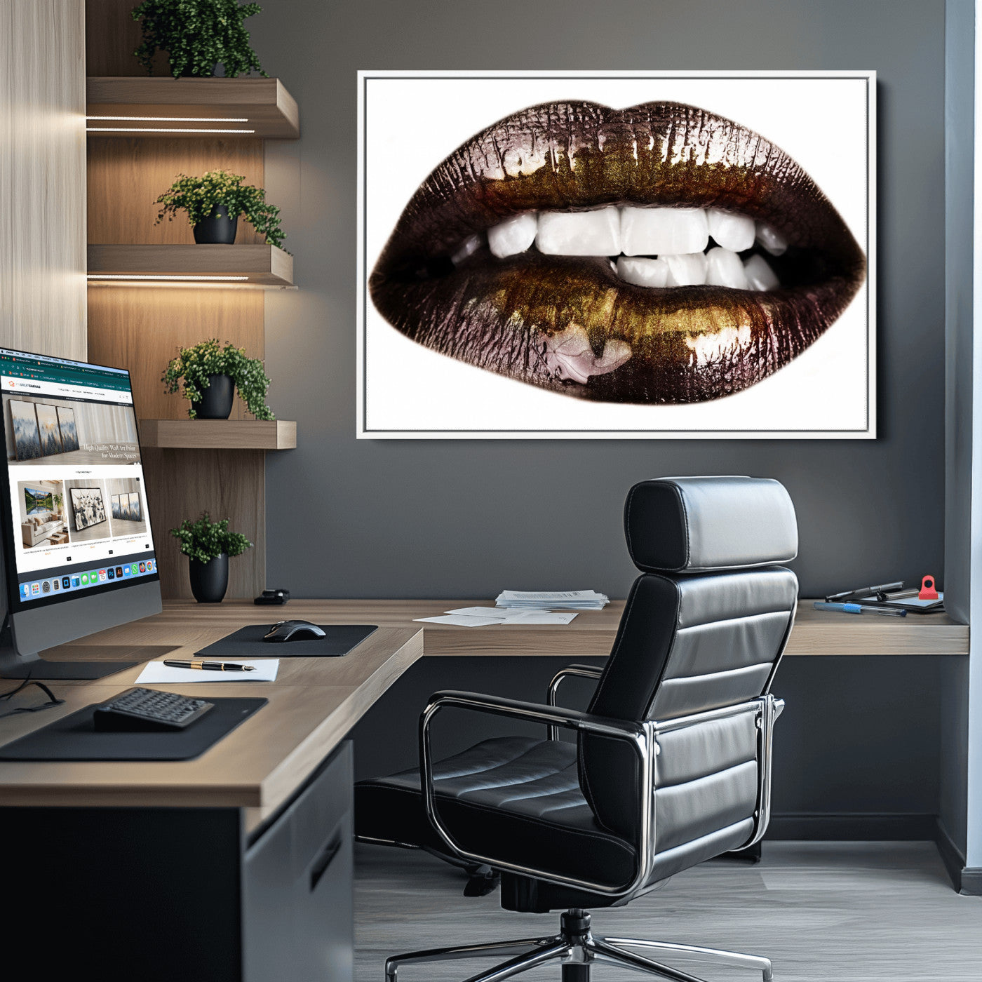 67580-MGV-CV-36X24-Close Up Lips Wall Art Canvas Print