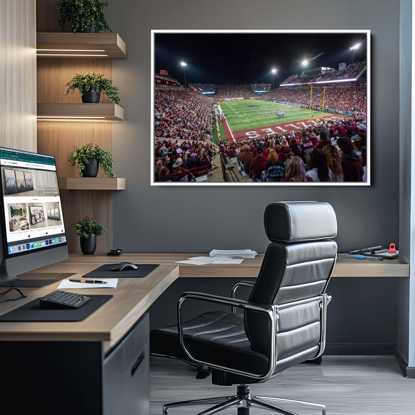 56191-MGV-CV-36X24-American Football Wall Art Canvas Print, Stadium Sport Wall Art Print