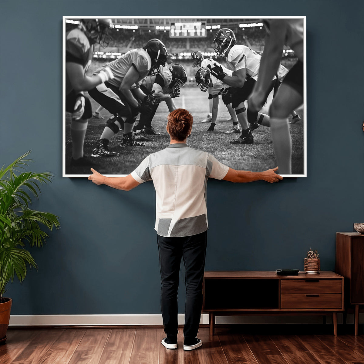 13273-MGV-CV-36X24 - American Football Wall Art Canvas Print Framed Stadium Sport