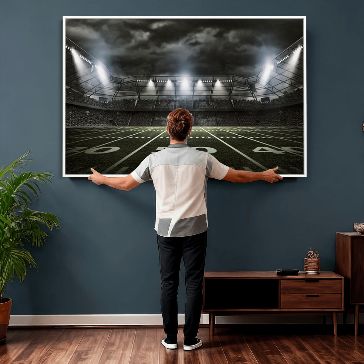 90107-MGV-CV-36X24 - American Football Stadium Wall Art Canvas Print, Stadium Sport Wall Art Print