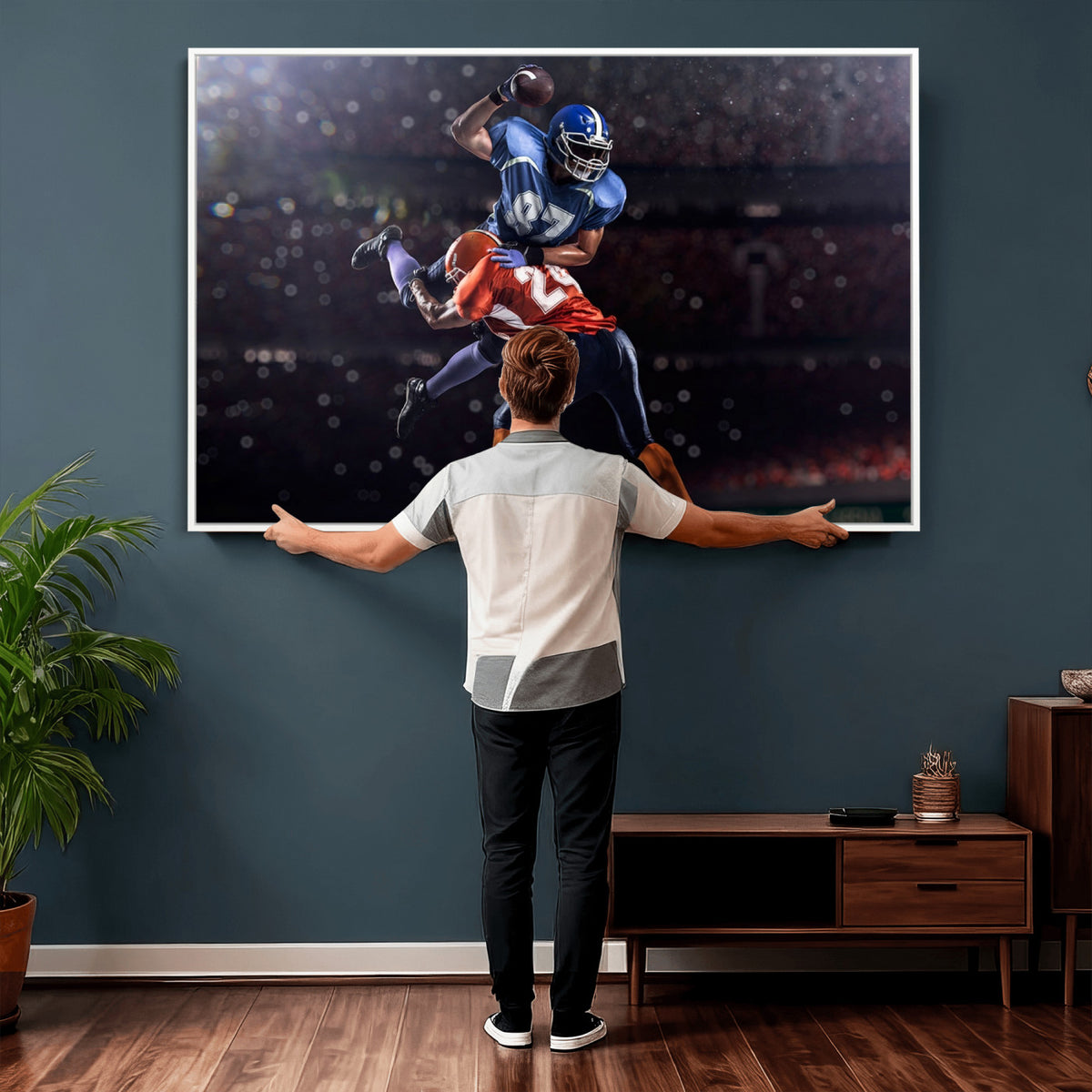 76491-MGV-CV-36X24 - American Football Wall Art Canvas Print, Stadium Sport Wall Art Print