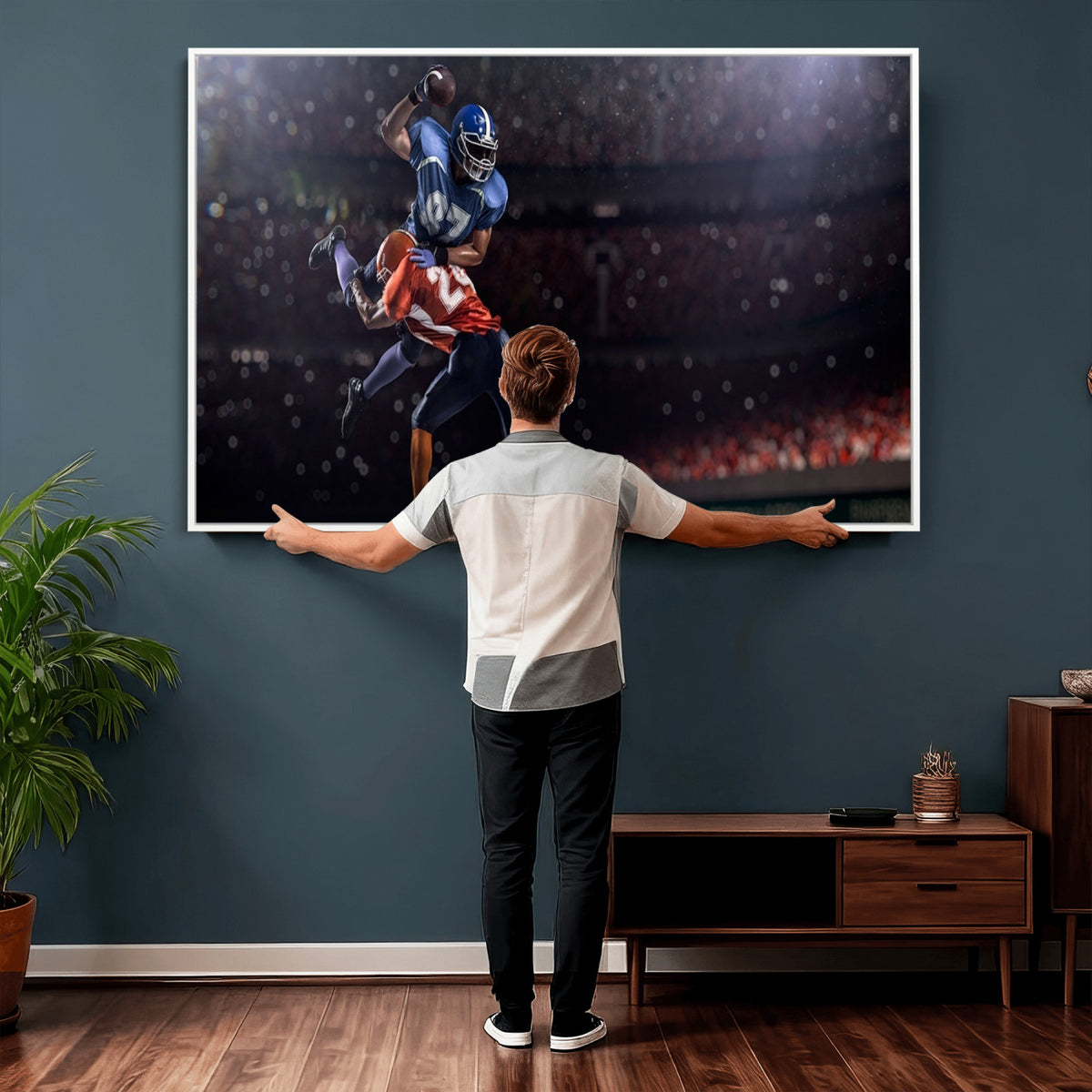 68009-MGV-CV-36X24 - American Football Wall Art Canvas Print, Stadium Sport Wall Art Print