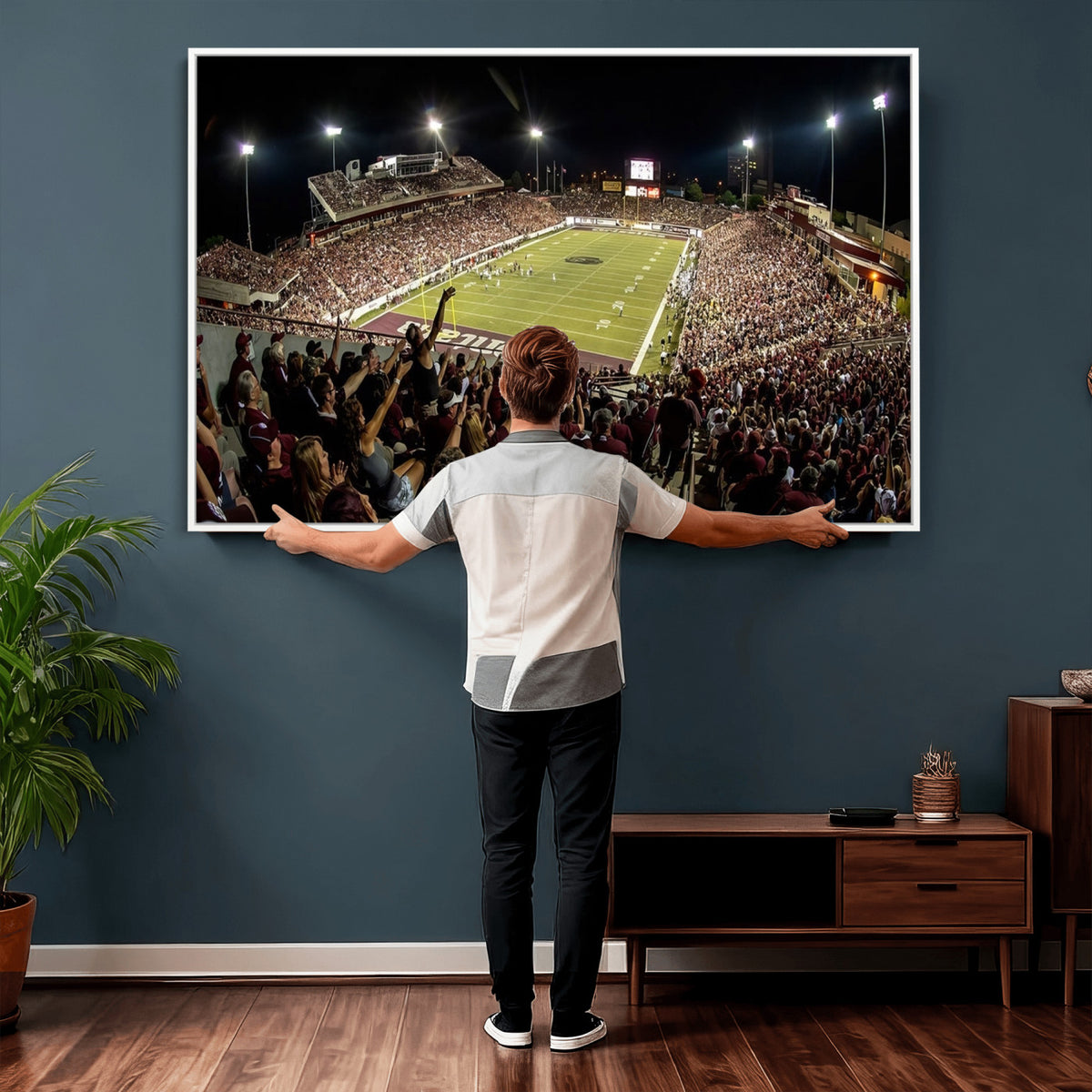 94126-MGV-CV-36X24 - Washington-Grizzly Stadium Canvas Wall Art | Exciting Game Night Atmosphere in Panoramic View