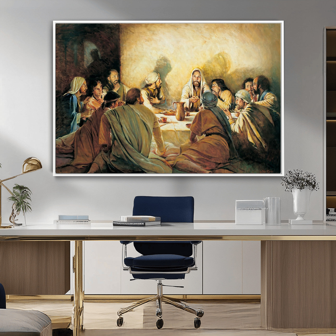 MGV-FC-36X24 - Last Supper Wall Art Canvas Print, Framed Jesus Painting Art Picture Print, Moderne Bibel Perfect Traditional/Religious Decor Artwork