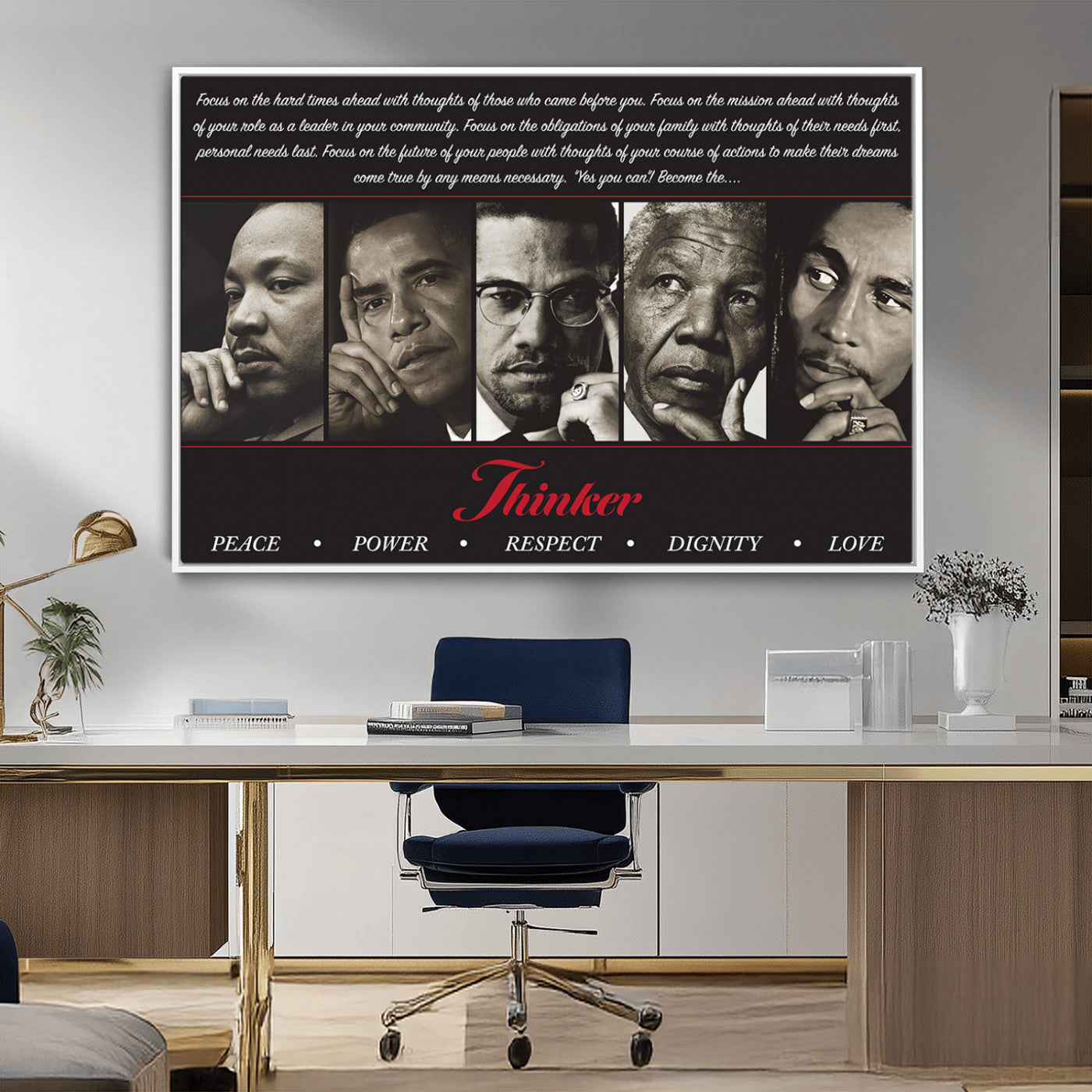 MGV-FC-36X24 - Thinkers of Wall Art Canvas Print - Inspirational Wall Art Featuring Icons of Peace, Power, and