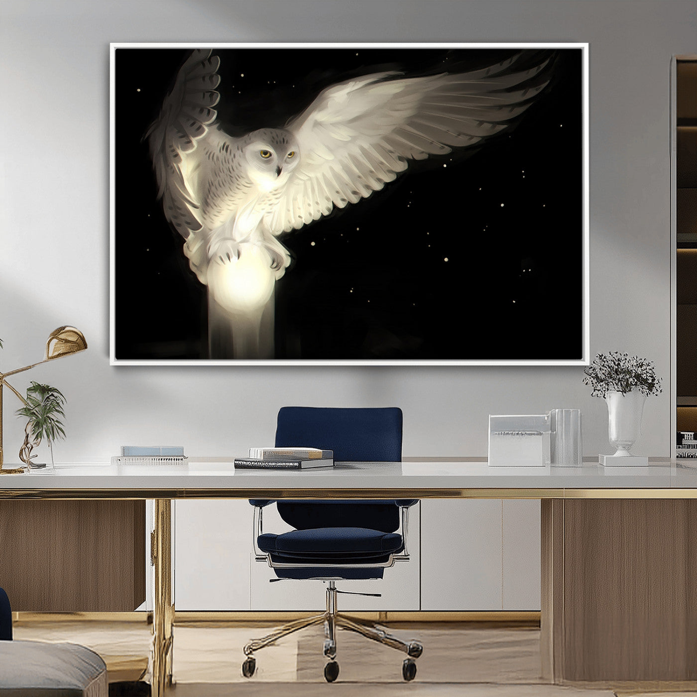 MGV-FC-36X24 - Night Owl Art -  Illuminating the Darkness – Unique Animal-Inspired Wall Art for Modern Decor |