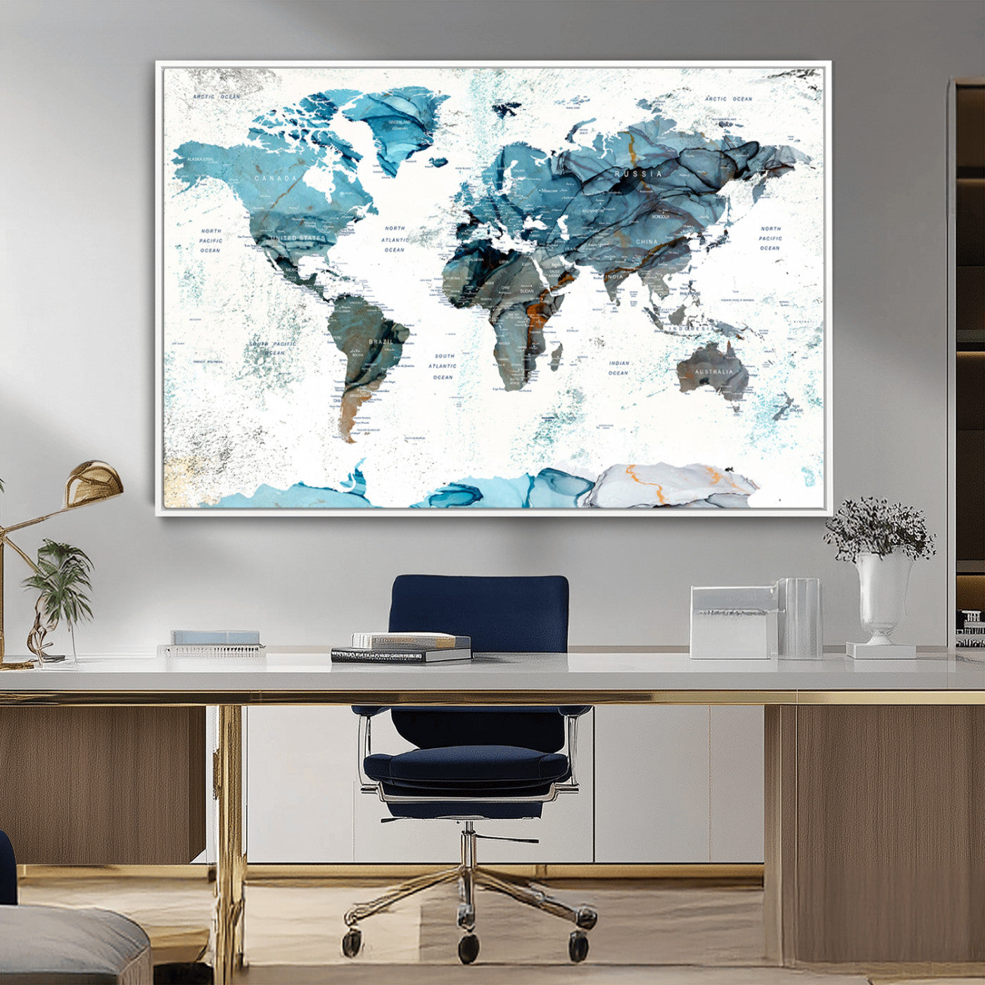 MGV-FC-36X24 - Push Pin World Map Canvas Print – Framed Wall Art for Couples to Track Their Travels – Anniversary